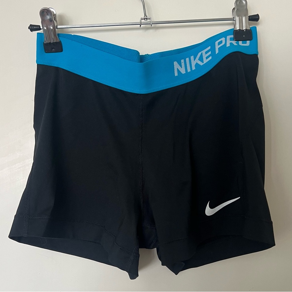 Women’s Nike Pro Black & Teal Shorts